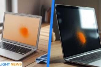 orange smudge on macbook pro screen