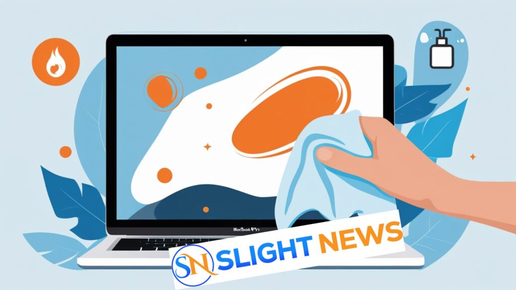 orange smudge on macbook pro screen