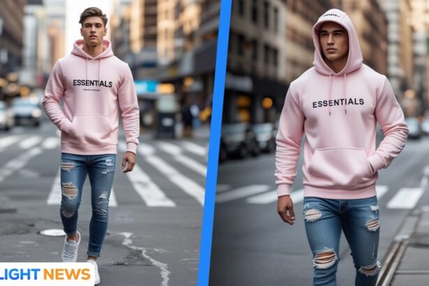 pink essentials hoodie